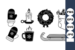Monochrome Christmas Winter Icon Set Product Image 1