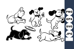 Playful Cartoon Puppy Line Art Mascots - 5 Dogs Product Image 1