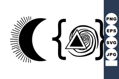 Minimal Crescent Moon Spiral Triangle Design Product Image 1
