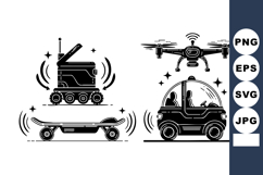 Minimalist Line Art Autonomous Transport Set Product Image 1