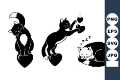 Valentine Kitten Silhouettes Vector Pack Product Image 1