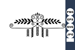 Minimalist Folk Art Laurel Divider with Heart &amp; Tassels Product Image 1