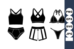 Minimal Flat Design Black Lingerie Icon Collection Product Image 1