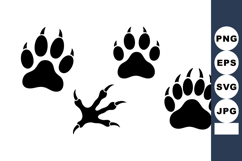Minimalist Bear Paw And Bird Track Vector Icons Product Image 1
