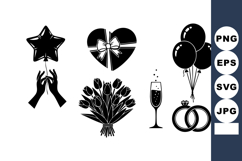 Minimalist Black Silhouette Celebration Icons for Wedding Product Image 1