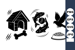 Bold Flat Pet Silhouette Icon Set Product Image 1