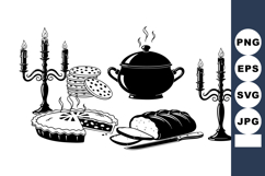 Monochrome Holiday Dinner Vector Set Product Image 1