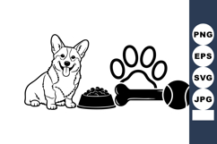 Playful Corgi Line Art With Pet Toys Product Image 1
