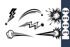 Comic Book Speed Lines Explosions &amp; Lightning Bolts Set Product Image 1