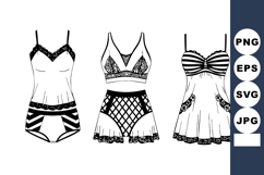 Women Lingerie Fashion Flat Sketch Set Product Image 1