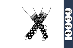 Crossed Legs Mismatched Patterned Socks Vector Art Product Image 1