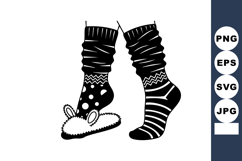 Monochrome Cozy Mismatched Socks Illustration Product Image 1