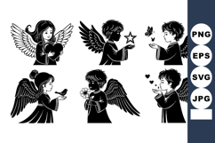 Black and White Angel Kids Set - Wings &amp; Hearts Product Image 1