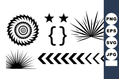 Black Geometric Vector Set with Spiral Burst, Chevrons Product Image 1