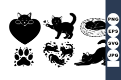 Black Cat Silhouette Vector Pack for Valentines &amp; Pets Product Image 1