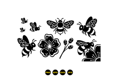 Hand Drawn Bee And Flower SVG For Crafts Product Image 3