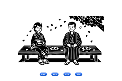 Hand Drawn Sakura Kimono For Invitations Product Image 1