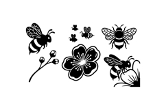 Hand Drawn Bee Floral SVG For Crafts Product Image 1