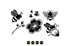 Hand Drawn Bee Floral SVG For Crafts Product Image 3