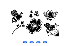 Hand Drawn Bee Floral SVG For Crafts Product Image 2