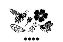 Hand Drawn Bee And Floral SVG For Crafts Product Image 1