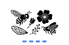Hand Drawn Bee And Floral SVG For Crafts Product Image 2