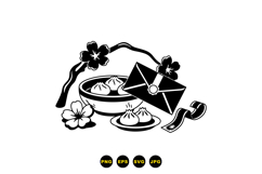 Hand Drawn Dumpling And Floral Clipart For Crafts Product Image 3