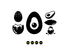 Egg And Avocado Vector Clipart For Printables Product Image 3