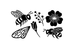 Hand Drawn Bee And Floral SVG Graphics For Crafts Product Image 2