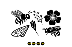 Hand Drawn Bee And Floral SVG Graphics For Crafts Product Image 3