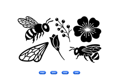 Hand Drawn Bee And Floral SVG Graphics For Crafts Product Image 1