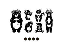 Hand Drawn Floral Bear Clipart For Invitations Product Image 1