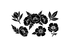 Black Floral SVG Clipart For Crafts Product Image 1