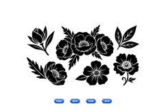 Black Floral SVG Clipart For Crafts Product Image 2