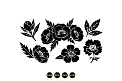 Black Floral SVG Clipart For Crafts Product Image 3