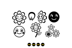 Hand Drawn Smiling Flower Clipart For Crafts Product Image 1