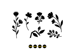 Minimal Black Floral SVG For Crafts Product Image 1