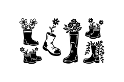 Hand Drawn Garden Boot Floral For Crafts Product Image 1