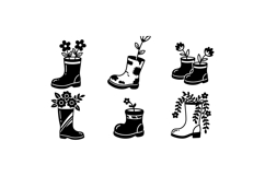 Hand Drawn Floral Rain Boot Clipart Product Image 1