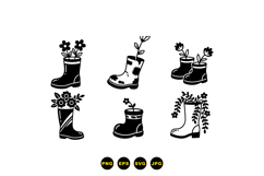 Hand Drawn Floral Rain Boot Clipart Product Image 3