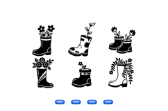 Hand Drawn Floral Rain Boot Clipart Product Image 2