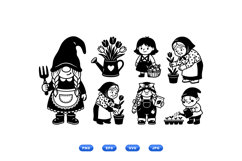 Hand Drawn Garden Gnome Floral For Crafts Product Image 2