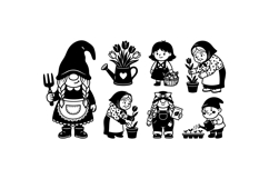 Hand Drawn Garden Gnome Floral For Crafts Product Image 3