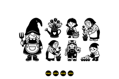 Hand Drawn Garden Gnome Floral For Crafts Product Image 1