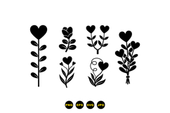 Heart Floral SVG Clipart For Crafts Product Image 1