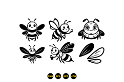 Hand Drawn Bee Clipart For Crafts Product Image 3