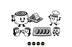 Hand Drawn Sushi Roll Characters Product Image 3