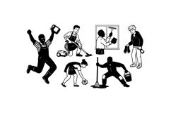 Cleaning Worker Silhouette Illustration Product Image 2