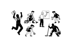 Hand Drawn Cleaning Worker Clipart For Crafts Product Image 2