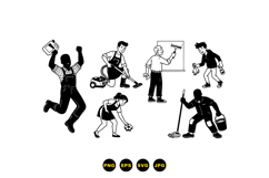 Hand Drawn Cleaning Worker Clipart For Crafts Product Image 3